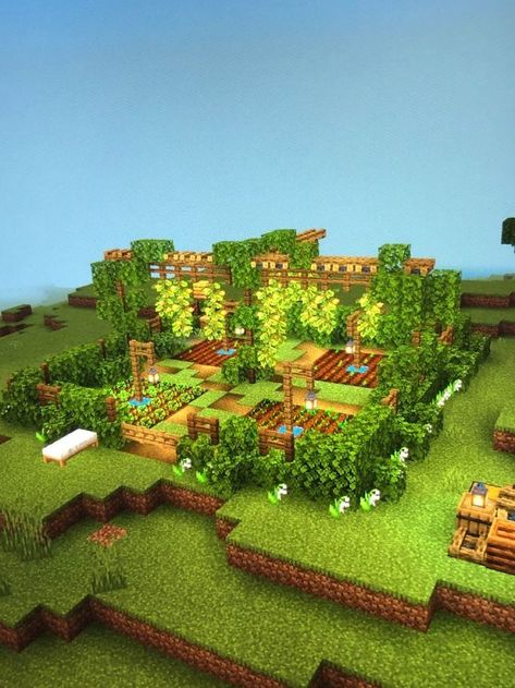 Crop Minecraft Ideas, Crops Farm Minecraft, Cute Minecraft Crop Farm, Crop Farm Minecraft Ideas, Minecraft Building Ideas Garden, Minecraft Crops Ideas, Minecraft Crop Farm, Minecraft Farm Ideas Crops, Minecraft Garden Ideas