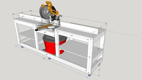 Miter Saw Station | 3D Warehouse Mitersaw Station, Miter Saw Bench, Miter Saw Stand Plans, Floating Bed Diy, Garage Workspace, Miter Saw Station, Saw Station, Table Saw Station, Garage Workbench Plans