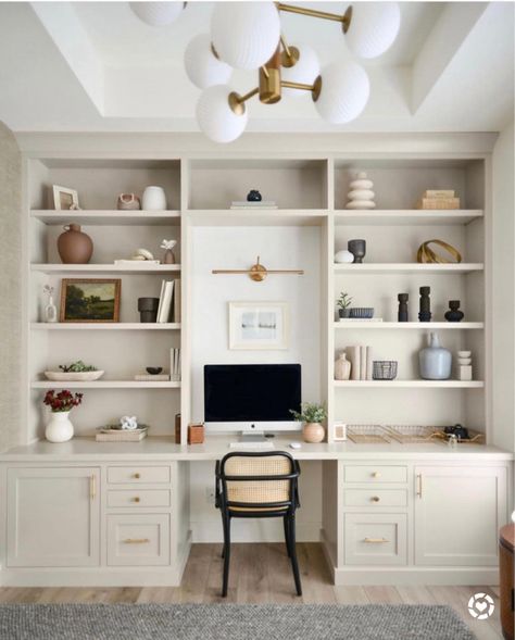 Office Built Ins, Inset Cabinets, Small Home Offices, School Starts, Home Library Design, Final Days, Built In Desk, Home Office Space, Shelf Styling