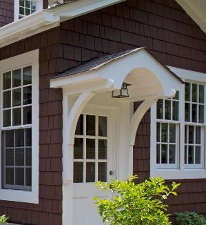 Front Door Corbels Entrance, Shed Door Overhang Ideas, Side Door Overhang Ideas, Exterior Side Door Entrance Ideas, Side Door Overhang, Front Door Covered Entry Porch, Side Door Awning, Side Door Portico, Arbor Over Front Door