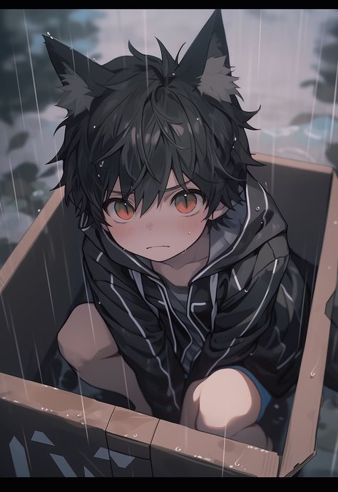 Anime Dog Boy, Black Cat Boy, Catboy Anime, Wolf Boy, Anime Cat Boy, Neko Boy, Black Cat Anime, Anime Goth, Fox Boy