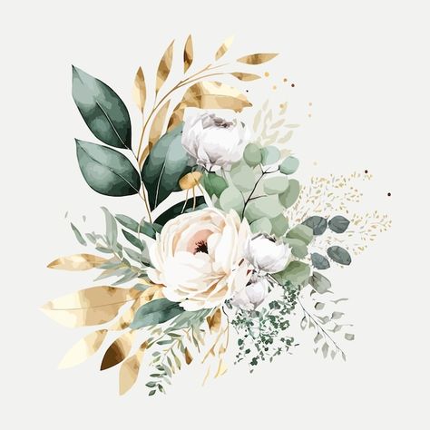 Vector watercolor floral illustration bo... | Premium Vector #Freepik #vector #eucalyptus-leaves #eucalyptus-background #nature-border #eucalyptus Green Flowers Illustration, Rose And Eucalyptus Tattoo, White Flower Border, Eucalyptus Background, White And Gold Flowers, Pink Christmas Background, Leopard Artwork, Blue Christmas Background, Green And White Flowers