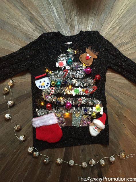 DIY Ugly (Cute) Christmas Sweater for Kids! Tacky Christmas Outfit, Ugly Christmas Sweater Diy, Christmas Sweater Diy, Kids Ugly Sweater, Diy Christmas Shirts, Sweater Party Ideas, Diy Christmas Sweater, Ugly Christmas Sweater Ideas, Christmas Diy Kids