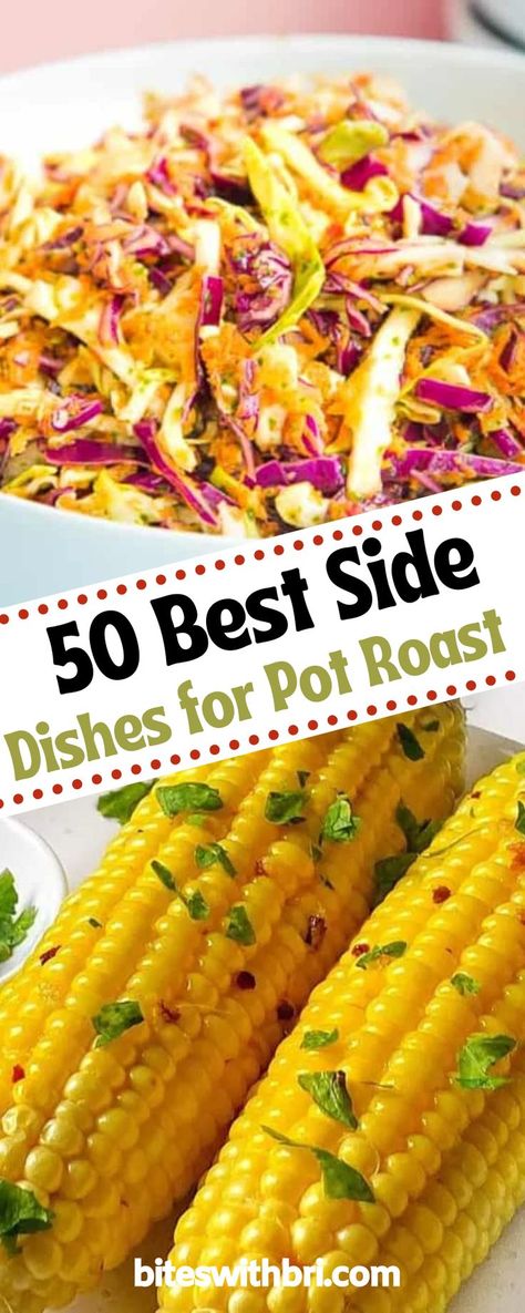 Choose 1 or 2 of these 50 Best Side Dishes for Pot Roast that will round out your delicious meal! Chuck roast is a specific cut of beef that is cut from the shoulder of a cow, just above the short rib, whereas pot roast is a name for any tough beef cut. So a chuck roast makes for a really great pot roast! The best way to make your pot roast tender is to cook it at low temperatures over a long period of time so that all of the tough connective tissue in the meat can break down. Side Dishes For Pot Roast, Sides For Pot Roast, Roast Beef Side Dishes, Beef Shoulder Roast, Roasted Side Dishes, Vegetable Side Dishes Healthy, Homemade Baked Beans, Beef Pot Roast, Roast Beef Recipes