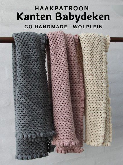 Haakpatroon+Kanten+Babydeken Baby Sans, Haken Baby, Diy Crochet, Home Deco, Free Crochet, Crochet Patterns, Plaid, Embroidery, Sewing