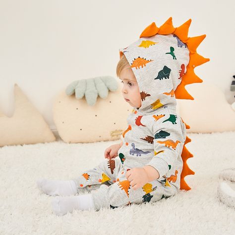 Hooded Jumpsuit, Baby Mode, Dinosaur Outfit, Baby Overall, Dinosaur Nursery, Baby Dinosaurs, Baby Jumpsuit, A Dinosaur