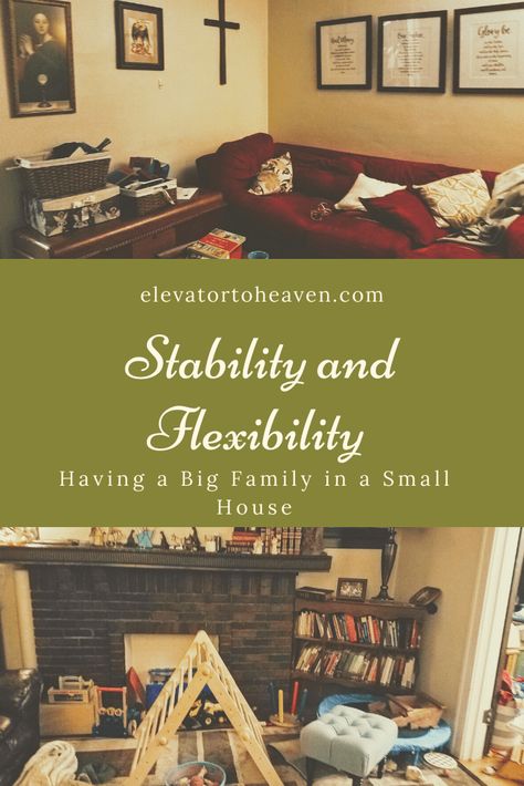 Stability and Flexibility: Life with a Big Family in a Small House #catholicfamilylife #tinyhouse #smallhouse #lifeinasmallhouse Large Family Bedroom Ideas, Small Dining Room Big Family, Not So Big House Ideas, Large Family In Small House, Big Family Small House Organization, Large Family Home Organization, Small Home Big Family, Small House Large Family, Small Home With Kids