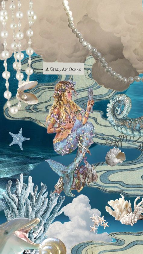 Ocean Theme Mood Board, Under The Sea Mood Board, Nereid Aesthetic, Marine Aesthetic, Brandy Rose, Sea Collage, Mermaid Collage, Environmental Posters, Beach Collage