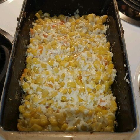 Spicy Corn Casserole, Shoe Peg Corn, Shoepeg Corn Casserole, Casserole With Tomatoes, Best Corn Casserole Recipe, Corn And Green Beans, Shoepeg Corn, Baked Corn Casserole, Scalloped Corn Casserole