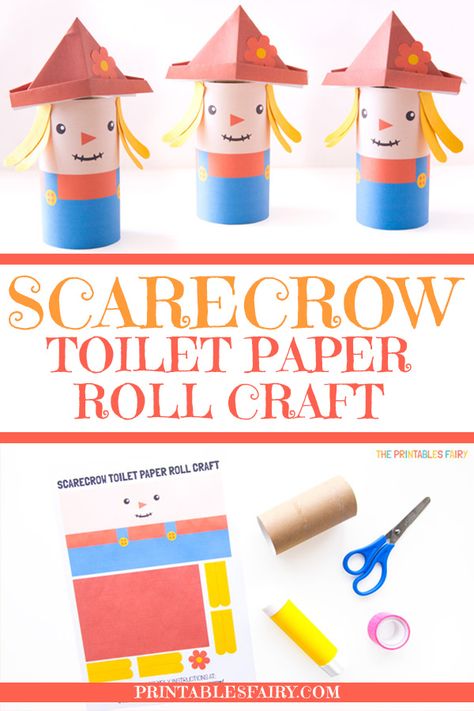 Scarecrow Toilet Paper Roll Craft Harvest Festival Crafts For Kids, Fall Toilet Paper Roll Crafts, Scarecrow Crafts For Kids, Preschool Harvest, Harvest Festival Crafts, Toilet Paper Origami, Scarecrow Craft, Basic Origami, Fall Crafts For Toddlers