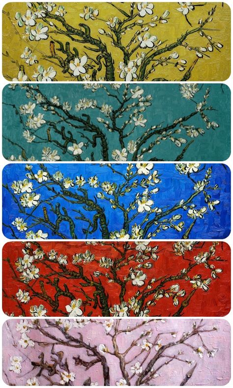 Van Gogh- Branches of an Almond Tree in Blossom. Choose your color palette at www.overstockArt.com 자작나무 그림, Painting Backgrounds, Tree Branch Art, Van Gogh Wallpaper, Van Gogh Almond Blossom, Almond Tree, Branch Art, Arte Van Gogh, Almond Blossom