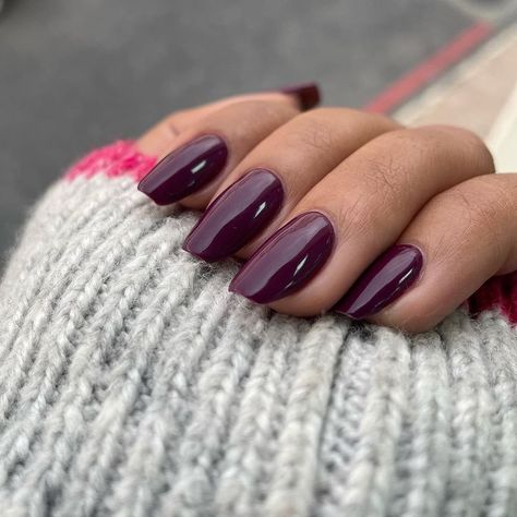 Dark Purple Nails Chrome, Dark Purple Valentines Day Nails, Deep Purple Nails Acrylic, Dark Purple Red Nails, Dark Purple Manicure, Dark Purple Square Nails, Dark Coloured Nails, Wine Purple Nails, Dark Berry Nails