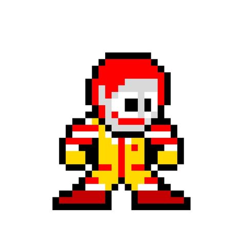 Mcdonalds Pixel Art, Pixel Art Grid, Pix Art, Minecraft Pixel Art, Hama Beads, Perler Beads, Ronald Mcdonald, Pixel Art, Crochet Projects