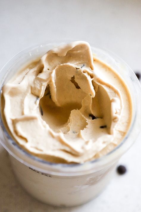 Close up view of ninja creami espresso ice cream. Coffee Ninja Creami Ice Cream Recipes, Protein Ice Cream Ninja Creami, Ice Cream Ninja Creami, Chai Ice Cream, Ninja Creami Recipe, Espresso Ice Cream, Ninja Creamy, Ninja Ice Cream Recipe, Hazelnut Ice Cream