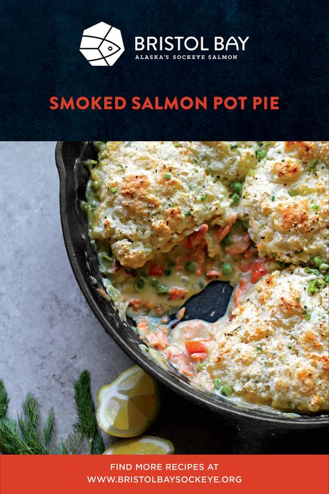 A delicious recipe from Bristol Bay Sockeye Salmon! Sockeye Salmon Recipes, Salmon Pie, Pot Pie Filling, Healthy Salmon Recipes, Sockeye Salmon, Healthy Salmon, Comfort Dishes, Pastry Blender, Frozen Peas