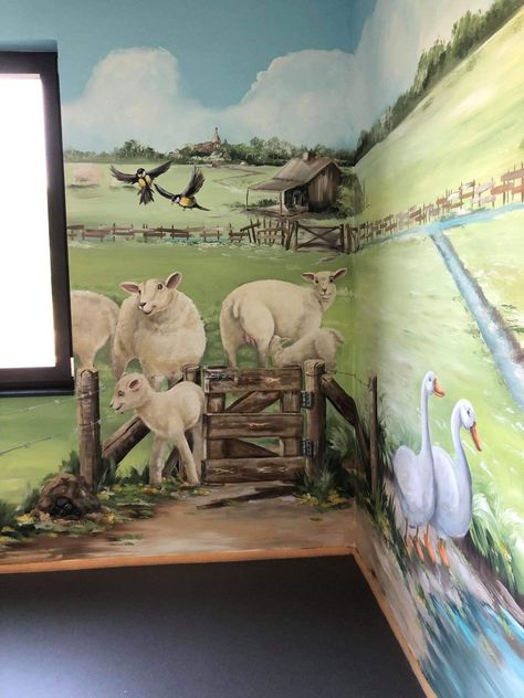 Library Mural, Farm Mural, Office Murals, Kids Mural, Farm Room, Play Cafe, Office Mural, Garden Mural, Dog Room