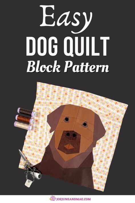 Are you a dog lover? Learn how to make this easy dog quilt block pattern. You can give this as a gift to your family and friends. Quilt Pattern Simple, Dog Quilt Block, Foundation Paper Piecing Patterns, Dog Quilts, Paper Pieced Quilt, Baby Quilt Patterns, Beginner Quilt Patterns, Animal Quilts, Foundation Piecing