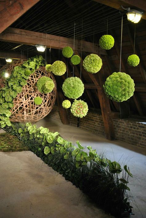 Mos Wand, Plant Sculpture, Plant Installation, Decoration Vitrine, Garden Art Ideas, Flower Installation, Moss Wall Art, Moss Garden, Moss Art