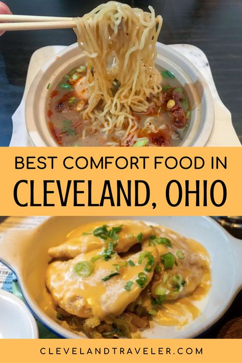 Your guide to the best comfort food in Cleveland, Ohio, including all our favorite cozy dishes. #foodie #cleveland Things To Do Near Cleveland Ohio, Cleveland Ohio Food, Places To Eat In Cleveland Ohio, Downtown Cleveland Ohio, Ohio Recipes, Cleveland Food, Cleveland Way, Cleveland Restaurants, Smoked Wings