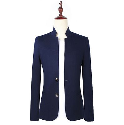 fashion Two Buttons Stand collar Slim Fit Chinese Style... Bridal Coat, Mens Blazers, Slim Fit Coat, Formal Coat, Fitted Blazer Jacket, Stand Collar Jackets, Bridal Jacket, Slim Fit Blazers, Coat Stands