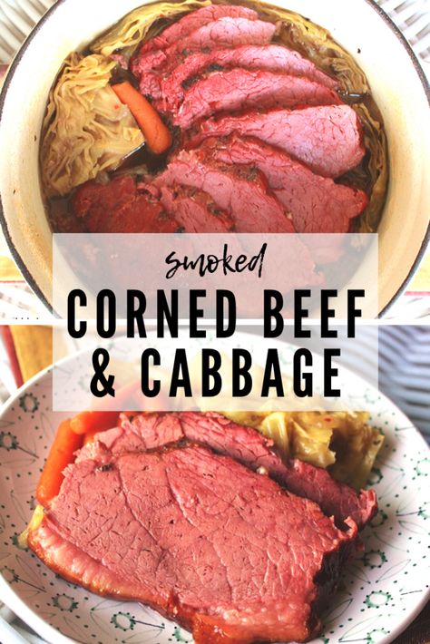 Smoked Corned Beef and Cabbage Cabbage Slow Cooker, Corned Beef And Cabbage Recipe, Beef And Cabbage Recipe, Smoked Corned Beef, Crock Pot Corned Beef, Homemade Corned Beef, Slow Cooker Corned Beef, Corn Beef, Corned Beef And Cabbage