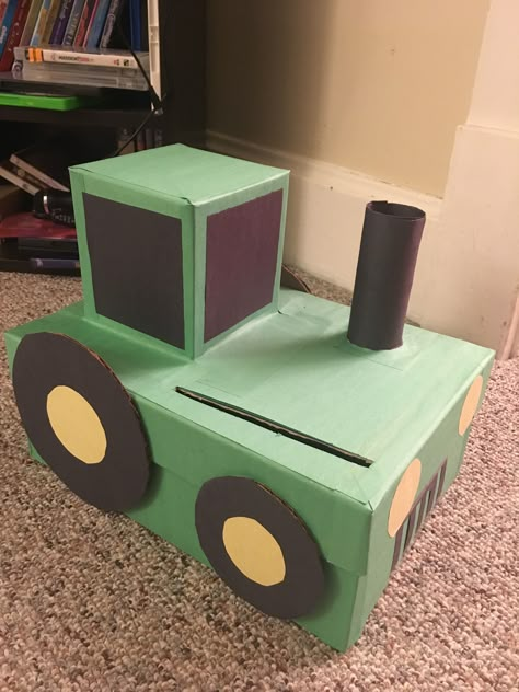 Dump Truck Valentine Box Ideas, Excavator Valentines Boxes, Tractor Valentines Boxes, Barn Valentine Box Ideas, Farm Valentines Box Ideas, Tractor Valentine Box Ideas, Toddler Ideas Activities, School Party Snacks, Valentines Day Box Ideas