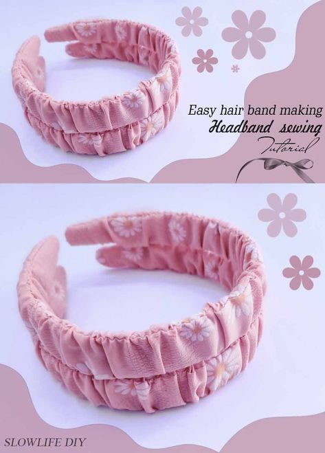 Upcycling Old Clothes, Fabric Headbands Diy, Knotted Headband Tutorial, Hair Jewelry For Braids, Hair Bows Diy Ribbon, Hair Bands Diy, Fabric Crown, Headband Tutorial, Bows Diy Ribbon