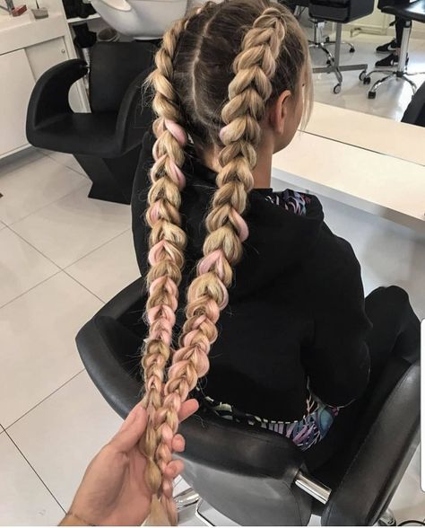 Braids French Braids With Extensions, Fake Hair Braids, French Braid Hairstyle, White Girl Braids, Hairstyles Trending, Festival Braids, French Braid Ponytail, Two Braid Hairstyles, Elegant Updos