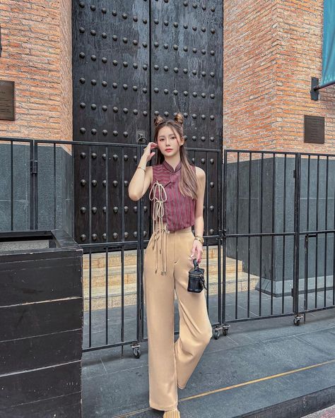 Thai Fashion Street, Street Outfits Women, Cny Outfit, Thai Outfits, Vietnam Clothes, Thai Fashion, Street Outfits, Casual College Outfits, Street Outfit