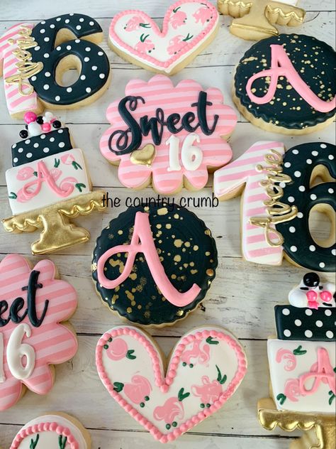 Sweet 16 Birthday Cookies, Sweet 16 Cookie Ideas, 16 Birthday Cookies, Sweet Sixteen Cookies, Sweet 16 Sugar Cookies, 16th Birthday Cookies, Sweet 16 Cookies Decorated, Sweet 16 Cookies, Teenage Girl Birthday