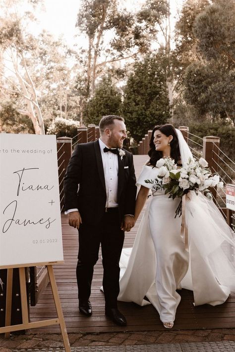 Black tie wedding; wedding welcome sign; bride and groom; white bridal bouquet; Anni Maria Photographer; Black Brewing Co; Scentiment Flowers White Bridal Bouquet, Wedding Welcome Sign, Black Tie Wedding, Wedding Bridal Bouquets, Wedding Welcome Signs, White Bridal, Brewing Co, Wedding Welcome, Bride And Groom