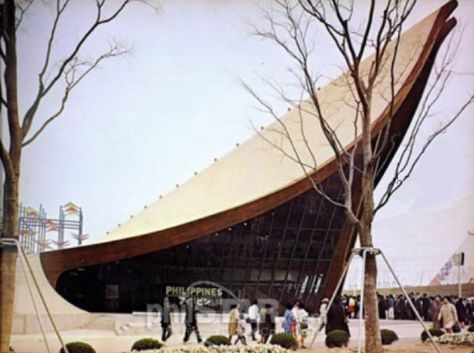 LEANDRO V LOCSIN - PHILIPPINE PAVILION - EXPO 70. Leandro Locsin Architecture, World Expo Pavilion, Philippine Architecture, Filipino Architecture, Bamboo Roof, Landscape Stairs, Floating Architecture, Pavilion Design, Summer Cottage