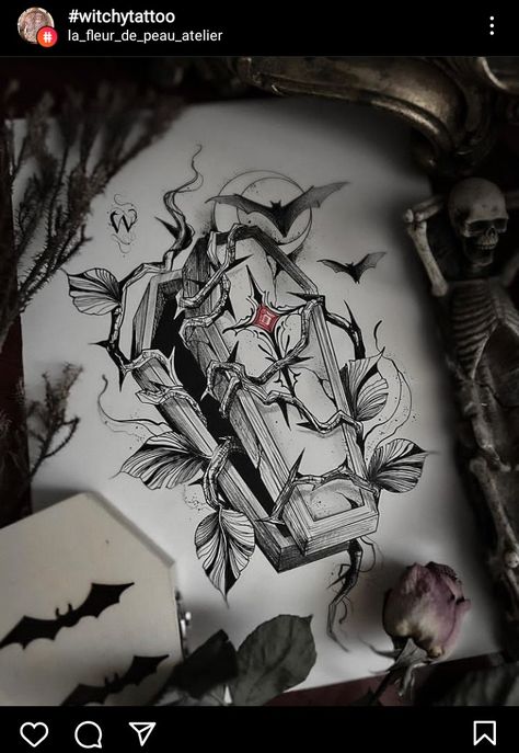 Dracula Untold Tattoo, Black And Grey Spooky Tattoo, Vampire Tattoos Aesthetic, Victorian Frame Tattoo Gothic, Neotrad Knee Tattoo, Vampire Theme Tattoo, Old Fashioned Tattoo Ideas, Creative Book Tattoos, Gothic Bicep Tattoo