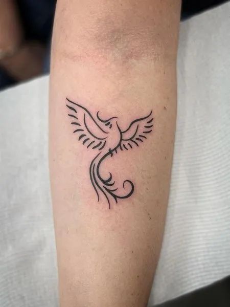 Simple Phoenix Tattoo, Phoenix Feather Tattoos, Small Phoenix Tattoos, Gang Tattoos, Phoenix Tattoo Design, Anklet Tattoos, Tattoo Minimalist, Text Tattoo, Fire Tattoo