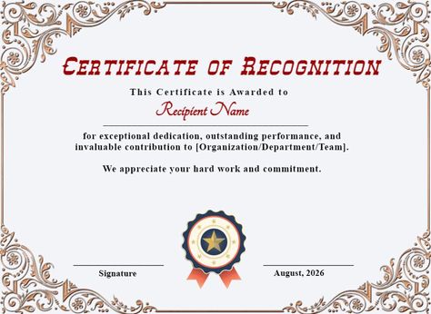 🎖️ Honor Achievements with Our Printable Certificate of Recognition! 🎖️ Celebrate excellence with our Printable Certificate of Recognition! 🌟 Perfect for acknowledging accomplishments, whether in the workplace, school, or personal projects. Customize it with names and details to make every recognition special and meaningful. This certificate is an ideal way to motivate and inspire, making achievements memorable for everyone involved! 🎉 Ready to recognize someone today? Visit our website ... Certificate Of Recognition Template, Certificate Of Recognition, Employee Recognition Awards, Celebrate Success, Employee Awards, Recognition Awards, Certificate Of Appreciation, Employee Recognition, Printable Certificates