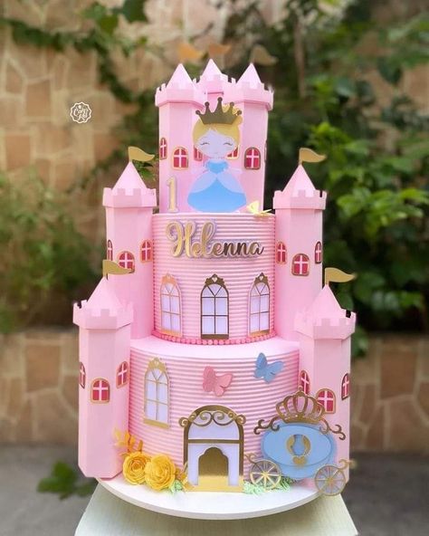 Princess Theme Cake, Disney Princess Cake Topper, Disney Princess Birthday Cakes, Castle Birthday Cakes, Fairy Birthday Cake, Princess Castle Cake, Barbie Birthday Cake, Disneyland Birthday, Disney Princess Cake