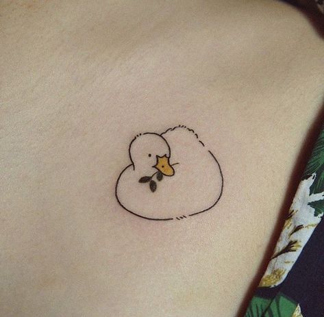 Duck Flash Tattoo, Cute Duck Tattoo Ideas, Duck Tattoos Cute, Tiny Duck Tattoo, Tattoo Ideas Duck, Simple Duck Tattoo, Little Duck Tattoo, Cute Duck Tattoo, Duck Tattoo Ideas