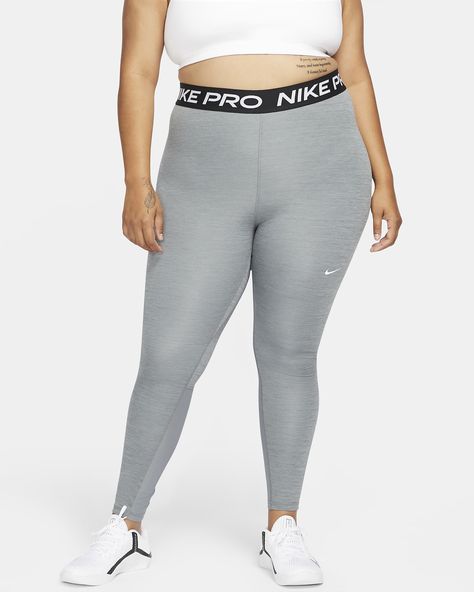 The Nike Pro Leggings are made with soft fabric that moves as you stretch, lunge and sprint your way through your toughest workouts. Sweat-wicking power and mesh at the calves help keep you cool and dry. This product is made with at least 50% recycled polyester fibers. Shown: Smoke Grey/Heather/Black/White Style: DD0782-084 Grey Nike Leggings, Leggings Plus Size, Nike Pro Leggings, Nike Leggings, Cute Everyday Outfits, Black White Fashion, Nike Pros, Heather Black, White Style