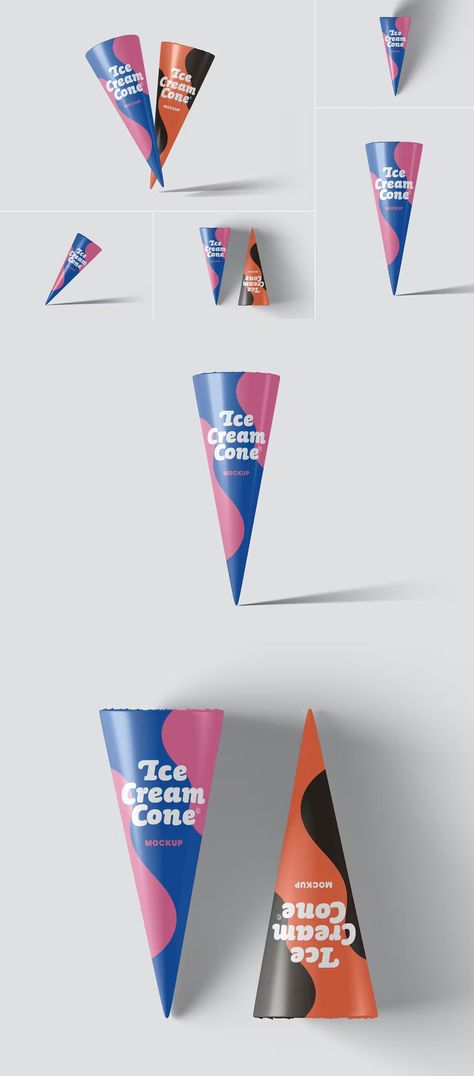 Ice Cream Cup Design Packaging, Ice Cream Cone Packaging Design, Ice Cream Cone Packaging, Ice Cream Cup Design, Ice Cream Cups Packaging, Ice Cream Business Ideas, Cone Packaging, Ice Cream Cups Design, Ice Cream Mockup