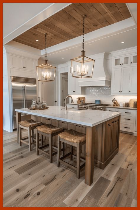 Infuse your kitchen with warmth and personality using these coastal farmhouse design tips. Modern Farmhouse Coastal Kitchen, Lake House Kitchens, Farmhouse Coastal Kitchen, Barndo Kitchen, Farmhouse Kitchen Designs, Hacienda Kitchen, Coastal Kitchen Ideas, Modern Coastal Kitchen, Coastal Kitchens