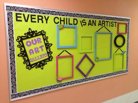 Every child is an artist board Every Child Is An Artist Bulletin Board, Every Child Is An Artist Display, Kindergarten Artwork, Preschool Door Decorations, Daycare Bulletin Boards, Elementary School Bulletin Boards, Kids Bulletin Boards, Every Child Is An Artist, Art Bulletin Boards