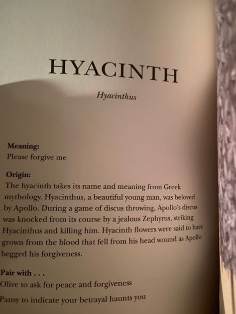 Hyacinthus Mythology Aesthetic, Symbolism Literature, Hyacinth Mythology, Purple Hyacinth Meaning, Hyacinthus Aesthetic, Hyacinth Greek Mythology, Apollo And Hyacinth Aesthetic, Wisteria Meaning, Greek Mythology Flowers