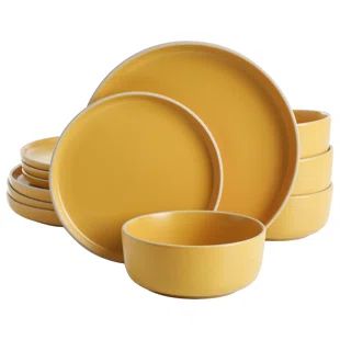 Apartment Finds, Yellow Dinnerware, Grey Dinnerware, Classic Dinnerware, Stoneware Dinnerware Sets, Stoneware Dinnerware, Dish Sets, Cereal Bowls, Dinnerware Set