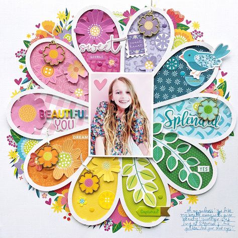 Paige Taylor, Paige Evans, Scrapbook Design Layout, Paper Layout, Clear Acrylic Stamps, Scrapbook Flowers, Birthday Banners, Scrapbook Sketches, Scrapbook Page Layouts