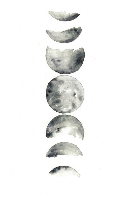 Tattoo Moon Phases, Desenio Posters, Tattoo Moon, Tiny Tattoo, Phases Of The Moon, Arte Inspo, Watercolor Inspiration, Moon Goddess, Art And Illustration