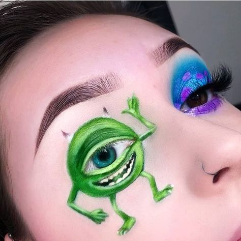 Mike Wazowski 👁 By @chloefitzmua 💚 Follow & Tag @muaxdiscover #muaxdiscover to be featured 💖 Follow @Mermaidscalesusa for magical MERMAID… Movie Makeup, Magical Mermaid, Eye Makeup Pictures, Mike Wazowski, Beauty School, Fantasy Makeup, Makeup Pictures, Body Painting, Maquillaje De Ojos