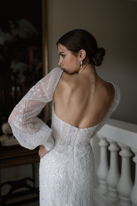 Hera Couture, Beaded Sleeves, Embellished Wedding Dress, Bridal Guide, Sophisticated Bride, Bridal Musings, Bridal Shower Dress, Shower Dresses, Wedding Dresses Romantic