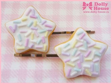 Dolly House, White Frosting, Kawaii Hairstyles, Star Cookies, Yami Kawaii, Kawaii Accessories, Pinkie Pie, Cute Accessories, Sweet Lolita