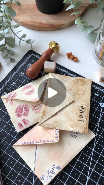 Grishma Bhushan🤍 | cute diy projects & gift ideas on Instagram: "Diy vintage envelopes ✉️🥀💮 

Imagine receiving letters in these😭😭

Materials you’ll need to make these cute envelopes 
- some coffee to stain the paper 
- pens 
- letter stamps 
- eye shadow 
- lipstick 

#reels #reelsinstagram #reelsvideo #reelitfeelit #reelkarofeelkaro #trending #birthday #letter #vintagelove #friendship #art #diy #diyprojects #lovegram #lipstains 

Diy vintage envelopes, Pinterest art aesthetic diy projects letters old school reels trending gifts birthday lip stains

#diygifts #diygiftideas #diygift handmade gifts" Friendship Art, Letter Diy, Lip Stains, Birthday Letter, Diy Projects Gifts, Pinterest Art, Cute Diy Projects, Aesthetic Diy, Cute Envelopes