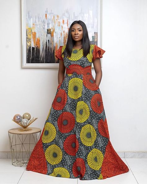 Simple Flare Dress, Ankara Maxi Gown, Bubu Gowns, African Maxi Dress Ankara, Dresses Ankara, Ankara Maxi Dress, Haute Fashion, African Attire Dresses, Ankara Long Gown Styles